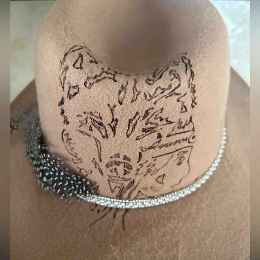 One of a kind, Custom made Burnt Hat